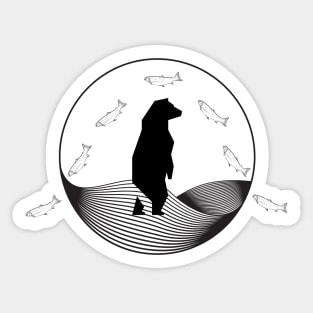 Bear and Salmons Sticker